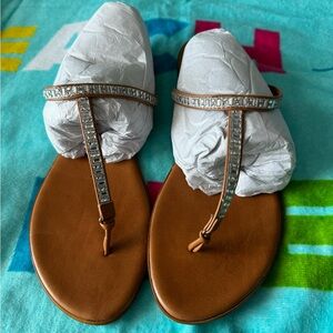 Italian Sandals with clear rhinestones size 10